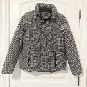 Marks & Spencer Black and White Houndstooth Puffer Coat Size 10 UK
